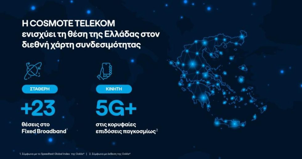 Η COSMOTE TELEKOM ενισχύει τη θέση της Ελλάδας στον διεθνή χάρτη συνδεσιμότητας